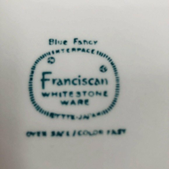 3 Franciscan Blue Fancy Pattern Bread & Butter Plate 1960s Whitestone Ware VTG - Picture 6 of 6